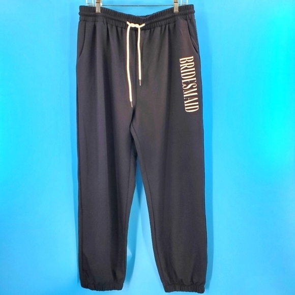 Automet Pants - New "Bridesmaid" print black sweatpants 2XL